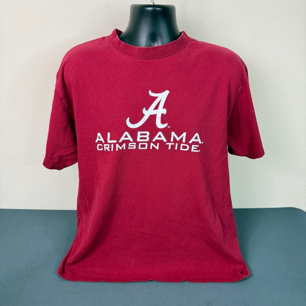 Soffe T-Shirt Mens L Alabama Crimson Tide NCAA Football Red Short Sleeve FLAW